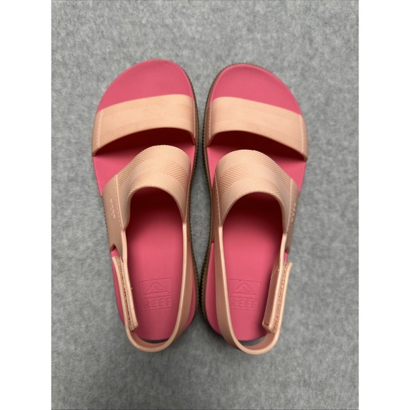 Reef Women Size 7 Water Vista Higher Platform Sandals Hot Pink/Coral/Tan - Picture 3 of 5